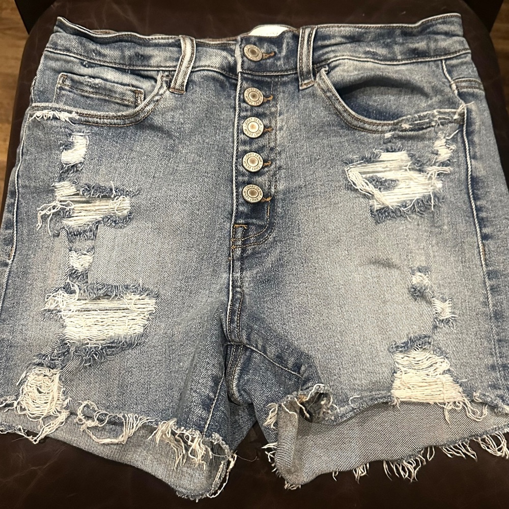 Vervet high rise distressed denim shorts